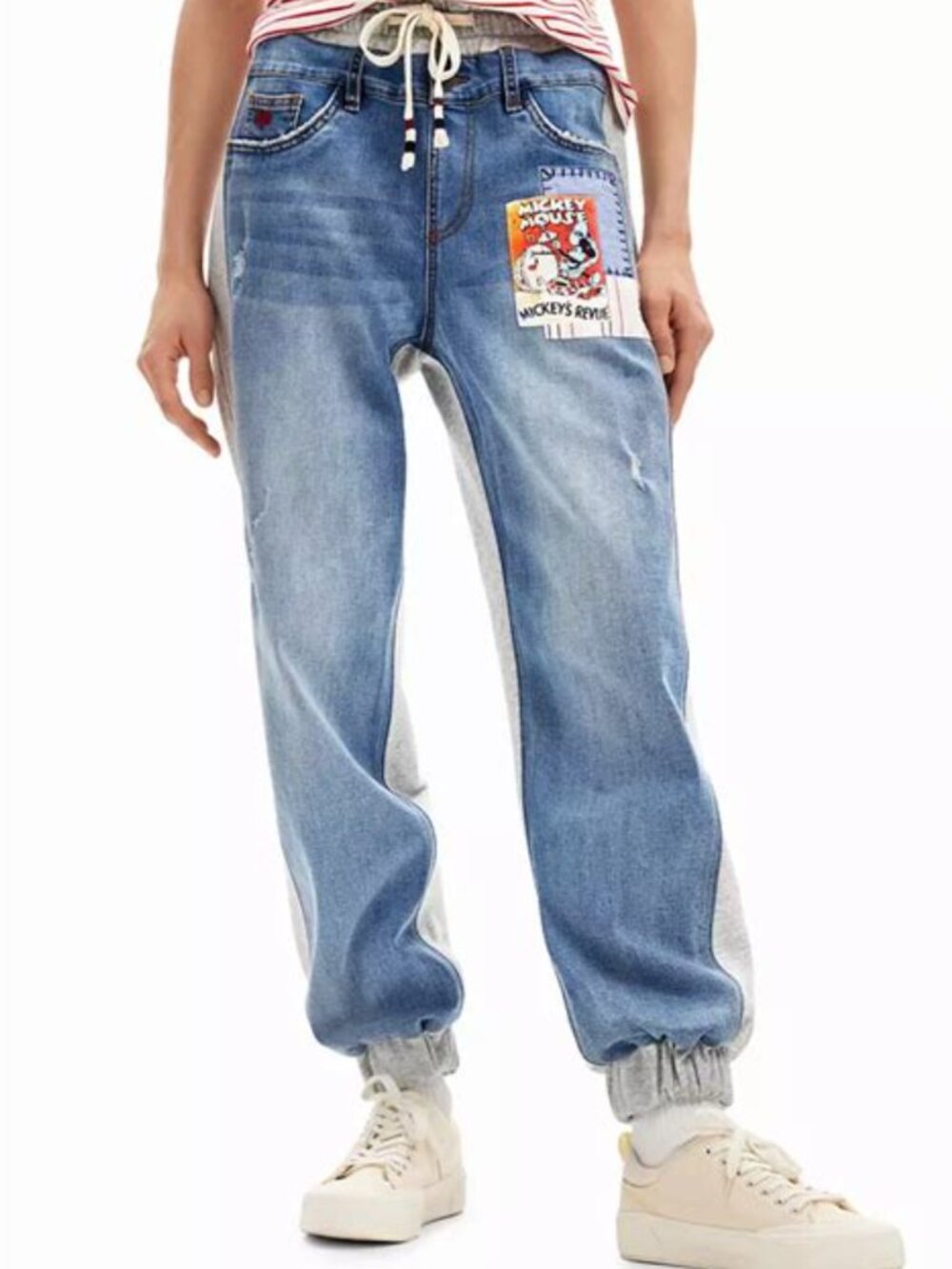 NWT Desigual Disney Mickey Mouse Denim Jogger Jeans Pants M